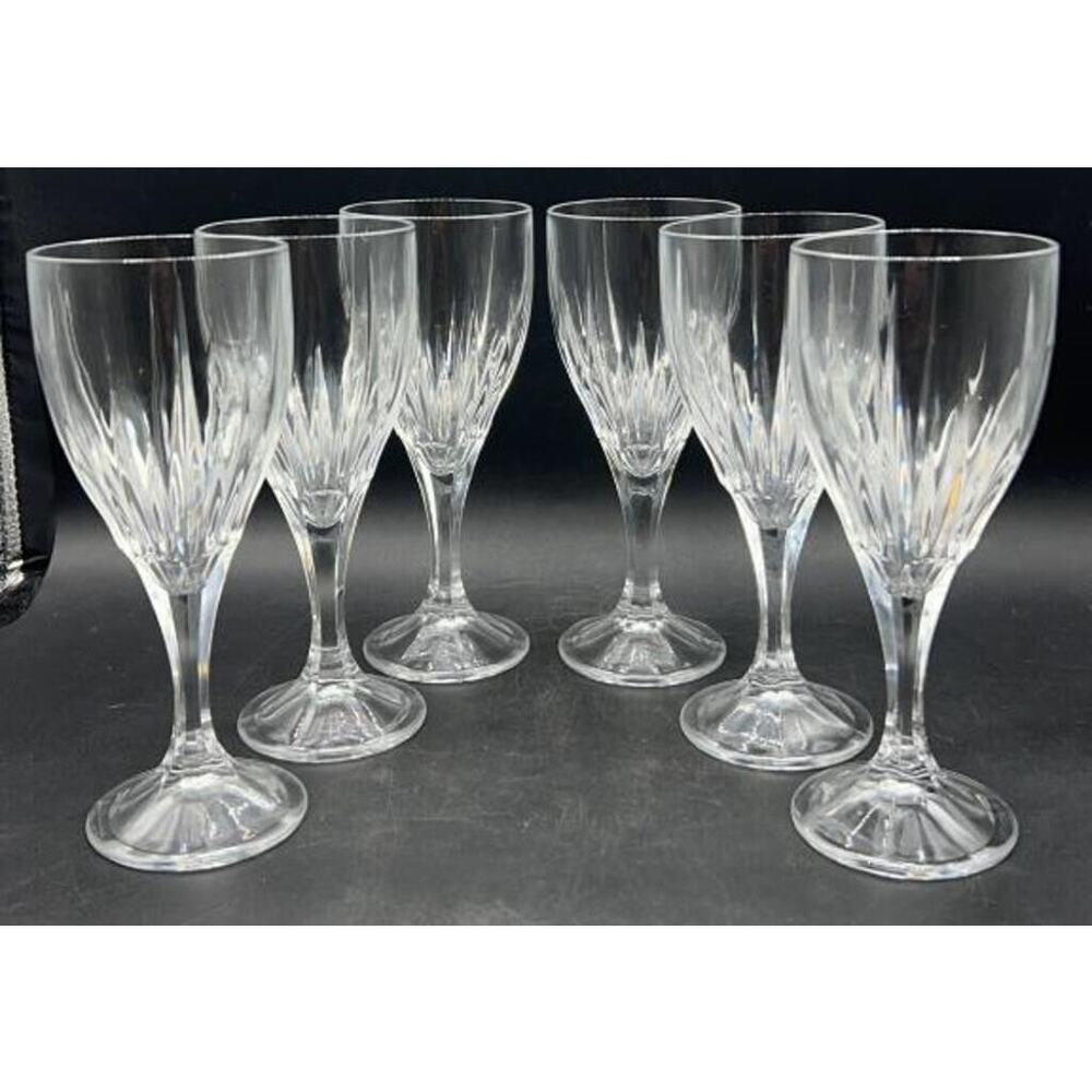 Set of 6 Godinger Ingrid Crystal Water Goblets 8.25" Cut Glass Ireland -Discontd